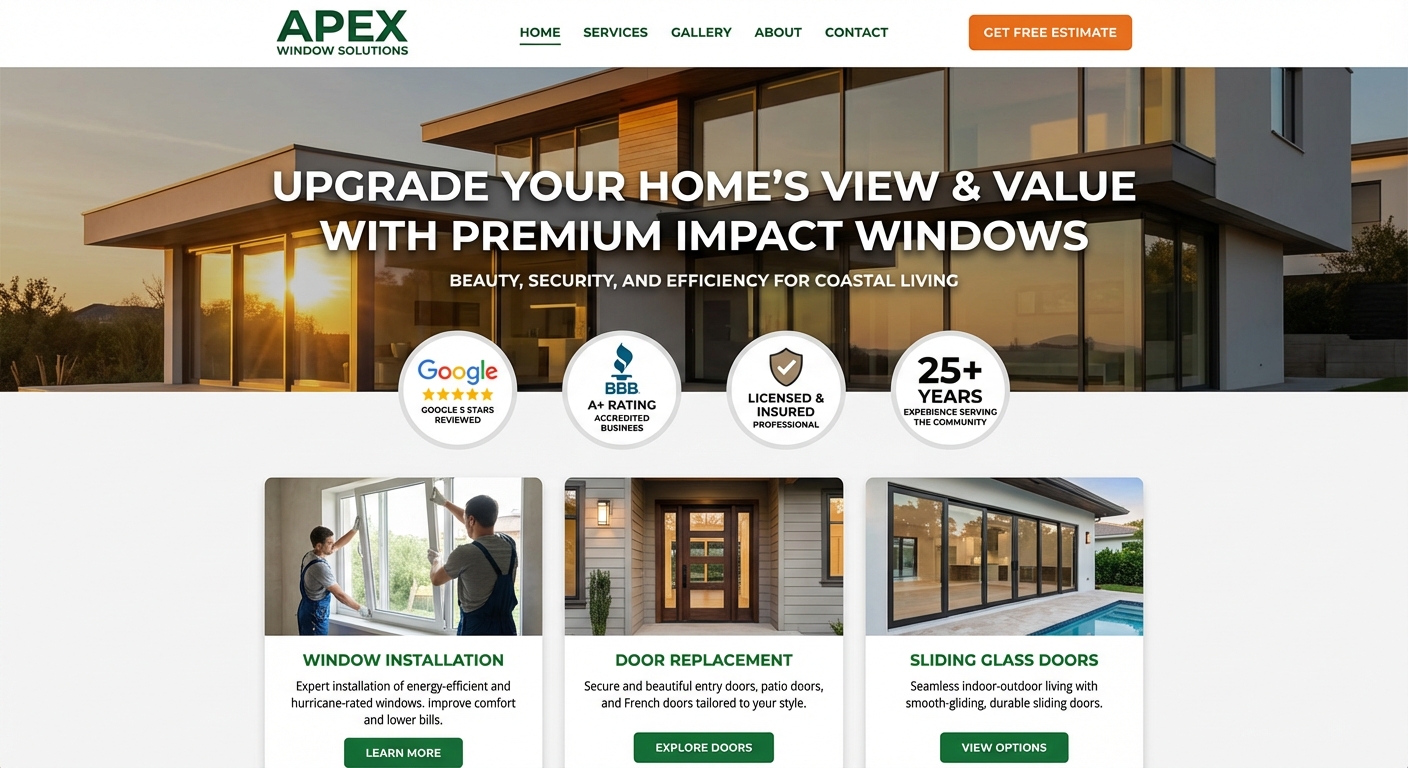 Modern window company website