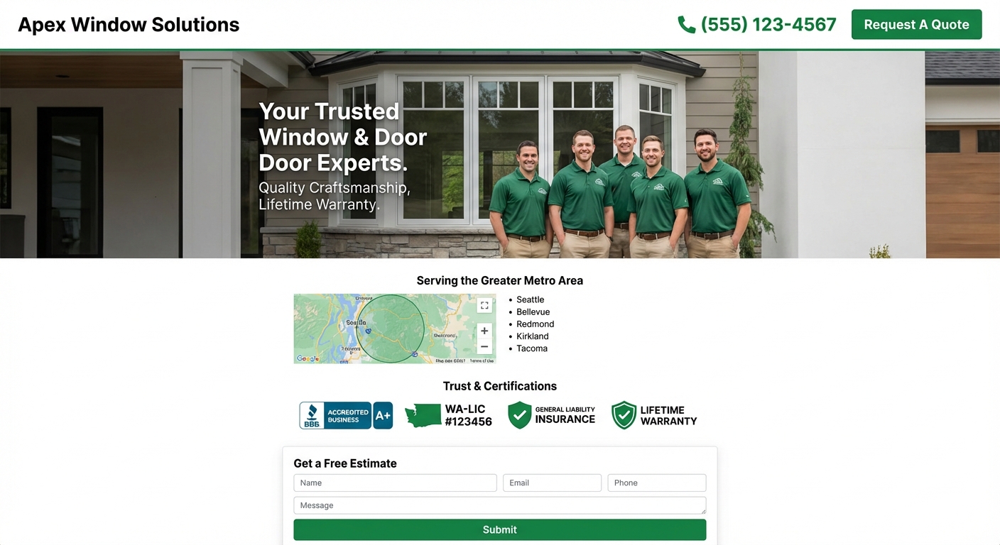 Professional window company website